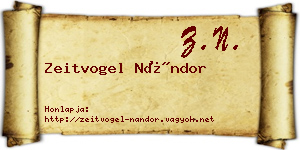 Zeitvogel Nándor névjegykártya